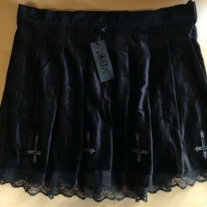 Dolls Kill / Widow - Legion Of Dishonor Black Velvet Cross Skirt